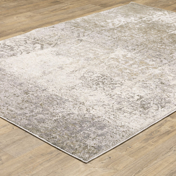 HomeRoots 2' Abstract Power Loom Runner Rug in Ivory, Grey, Tan, Brown & Beige - Stain Resistant & Stylish 3' x 5' 509590