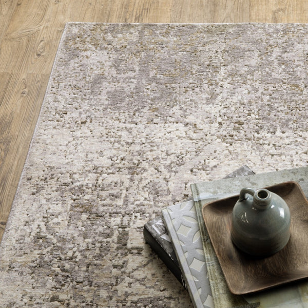 HomeRoots 2' Abstract Power Loom Runner Rug in Ivory, Grey, Tan, Brown & Beige - Stain Resistant & Stylish 3' x 5' 509590