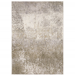 HomeRoots 2' Abstract Power Loom Runner Rug in Ivory, Grey, Tan, Brown & Beige - Stain Resistant & Stylish 5' X 8' 509591