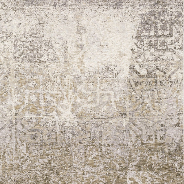 HomeRoots 2' Abstract Power Loom Runner Rug in Ivory, Grey, Tan, Brown & Beige - Stain Resistant & Stylish 7' X 10' 509592