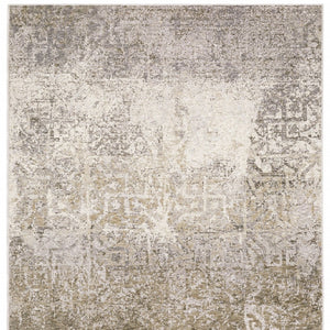 HomeRoots 2' Abstract Power Loom Runner Rug in Ivory, Grey, Tan, Brown & Beige - Stain Resistant & Stylish 7' X 10' 509592