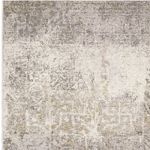 HomeRoots 2' Abstract Power Loom Runner Rug in Ivory, Grey, Tan, Brown & Beige - Stain Resistant & Stylish 8' X 11' 509593