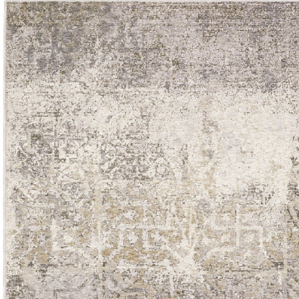 HomeRoots 2' Abstract Power Loom Runner Rug in Ivory, Grey, Tan, Brown & Beige - Stain Resistant & Stylish 8' X 11' 509593