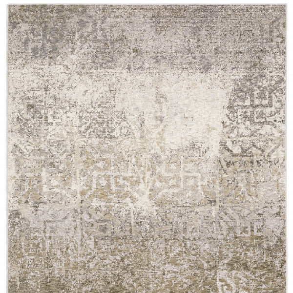 HomeRoots 2' Abstract Power Loom Runner Rug in Ivory, Grey, Tan, Brown & Beige - Stain Resistant & Stylish 8' X 11' 509593