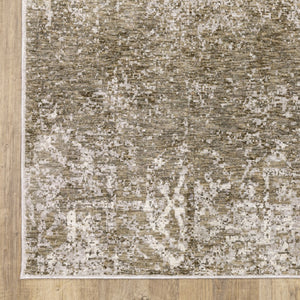 HomeRoots 2' Abstract Power Loom Runner Rug in Ivory, Grey, Tan, Brown & Beige - Stain Resistant & Stylish 8' X 11' 509593