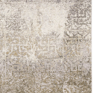 HomeRoots 2' Abstract Power Loom Runner Rug in Ivory, Grey, Tan, Brown & Beige - Stain Resistant & Stylish 10' X 13' 509594