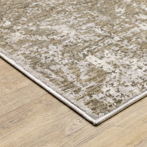 HomeRoots 2' Abstract Power Loom Runner Rug in Ivory, Grey, Tan, Brown & Beige - Stain Resistant & Stylish 10' X 13' 509594