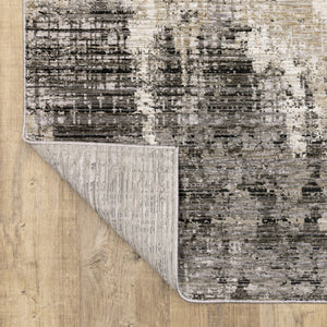 HomeRoots 8' Contemporary Gray and Beige Abstract Distressed Runner Rug for High-Traffic Entryways and Hallways 2'3" x 7'6" 509595