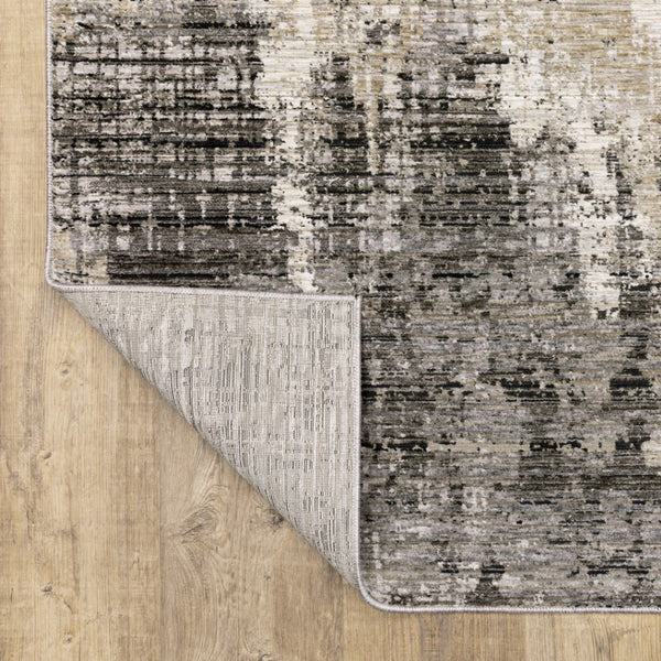 HomeRoots 8' Contemporary Gray and Beige Abstract Distressed Runner Rug for High-Traffic Entryways and Hallways 2'3" x 7'6" 509595