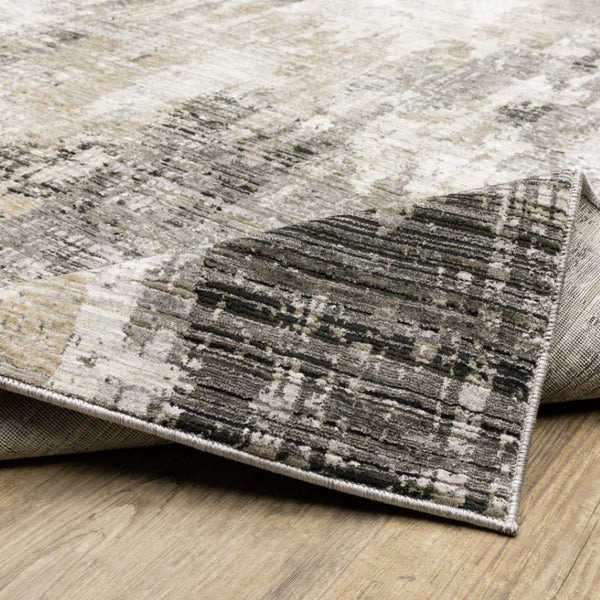 HomeRoots 8' Contemporary Gray and Beige Abstract Distressed Runner Rug for High-Traffic Entryways and Hallways 2'3" x 7'6" 509595