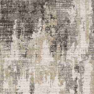 HomeRoots 8' Contemporary Gray and Beige Abstract Distressed Runner Rug for High-Traffic Entryways and Hallways 3' x 5' 509596