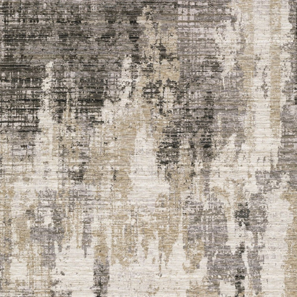 HomeRoots 8' Contemporary Gray and Beige Abstract Distressed Runner Rug for High-Traffic Entryways and Hallways 3' x 5' 509596