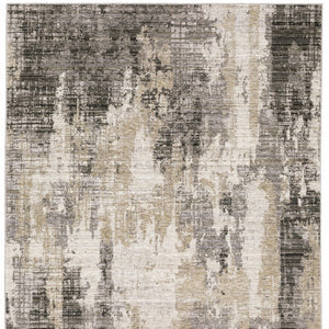 HomeRoots 8' Contemporary Gray and Beige Abstract Distressed Runner Rug for High-Traffic Entryways and Hallways 3' x 5' 509596