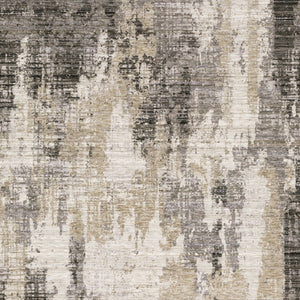 HomeRoots 8' Contemporary Gray and Beige Abstract Distressed Runner Rug for High-Traffic Entryways and Hallways 5' X 8' 509597