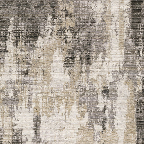 HomeRoots 8' Contemporary Gray and Beige Abstract Distressed Runner Rug for High-Traffic Entryways and Hallways 5' X 8' 509597