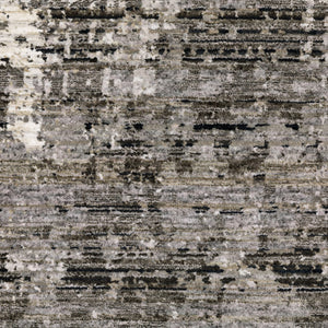 HomeRoots 8' Contemporary Gray and Beige Abstract Distressed Runner Rug for High-Traffic Entryways and Hallways 5' X 8' 509597