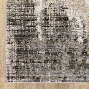 HomeRoots 8' Contemporary Gray and Beige Abstract Distressed Runner Rug for High-Traffic Entryways and Hallways 5' X 8' 509597