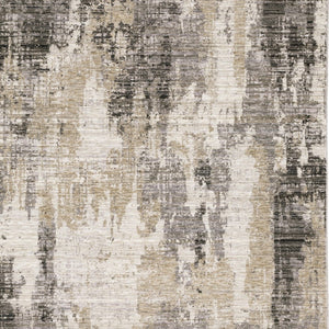 HomeRoots 8' Contemporary Gray and Beige Abstract Distressed Runner Rug for High-Traffic Entryways and Hallways 7' X 10' 509598