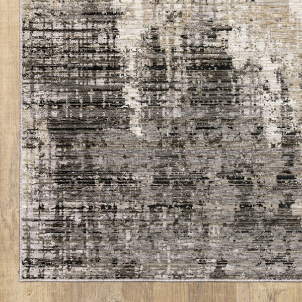 HomeRoots 8' Contemporary Gray and Beige Abstract Distressed Runner Rug for High-Traffic Entryways and Hallways 7' X 10' 509598