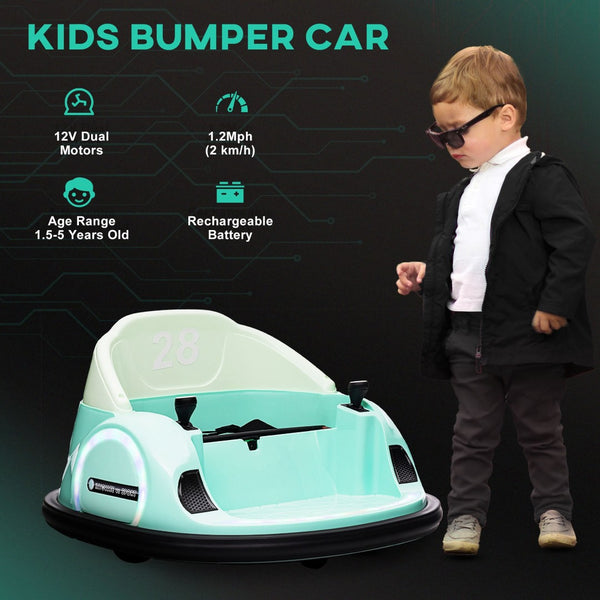 English Elm Qaba 12v Electric Toddler Bumper Car with Remote Control Led Lights and 360 Spin W2225P229195