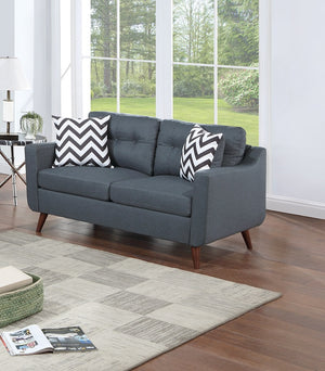 English Elm Modern 2-Piece Sofa Loveseat Set with Tufted Back Cushions, Geometric Throw Pillows & Tapered Legs Blue Gray 77 L x 31 W x 19 H B011S01306