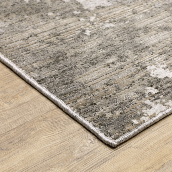HomeRoots 2' Abstract Power Loom Runner Rug in Grey Ivory Beige Tan Brown Black - Stain Resistant & Durable 2'3" x 7'6" 509601