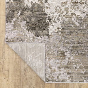 HomeRoots 2' Abstract Power Loom Runner Rug in Grey Ivory Beige Tan Brown Black - Stain Resistant & Durable 2'3" x 7'6" 509601