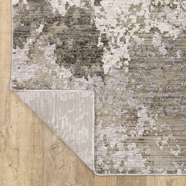 HomeRoots 2' Abstract Power Loom Runner Rug in Grey Ivory Beige Tan Brown Black - Stain Resistant & Durable 3' x 5' 509602