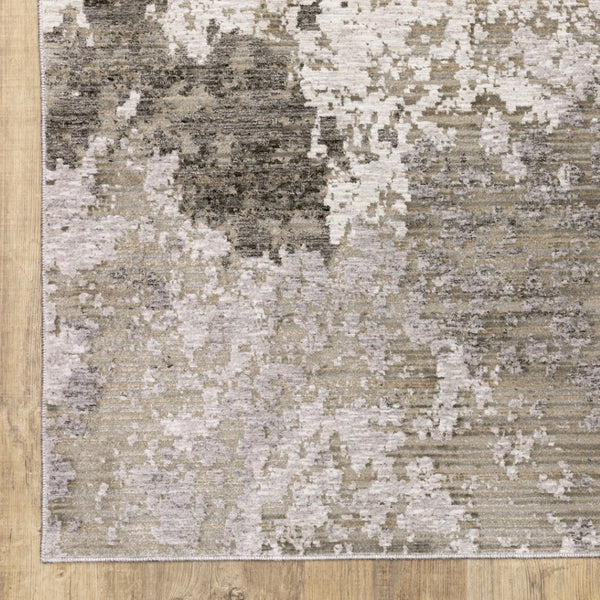 HomeRoots 2' Abstract Power Loom Runner Rug in Grey Ivory Beige Tan Brown Black - Stain Resistant & Durable 5' X 8' 509603