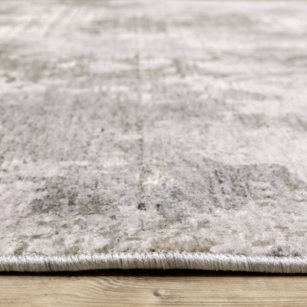 HomeRoots 2' Abstract Power Loom Runner Rug in Grey Ivory Beige Tan Brown Black - Stain Resistant & Durable 7' X 10' 509604