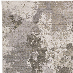 HomeRoots 2' Abstract Power Loom Runner Rug in Grey Ivory Beige Tan Brown Black - Stain Resistant & Durable 10' X 13' 509606