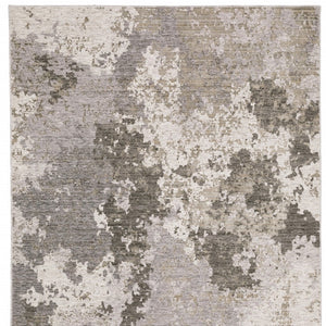 HomeRoots 2' Abstract Power Loom Runner Rug in Grey Ivory Beige Tan Brown Black - Stain Resistant & Durable 10' X 13' 509606