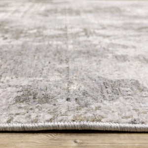 HomeRoots 2' Abstract Power Loom Runner Rug in Grey Ivory Beige Tan Brown Black - Stain Resistant & Durable 10' X 13' 509606
