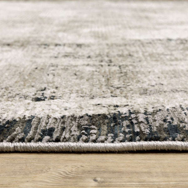 HomeRoots 2' Abstract Grey Ivory Charcoal Tan Black Beige Power Loom Runner Rug - Modern, Stain Resistant Design 2'3" x 7'6" 509607