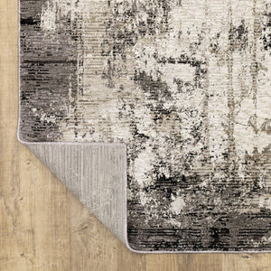 HomeRoots 2' Abstract Grey Ivory Charcoal Tan Black Beige Power Loom Runner Rug - Modern, Stain Resistant Design 2'3" x 7'6" 509607