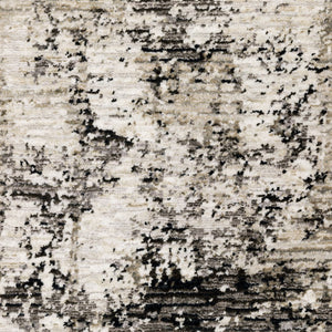 HomeRoots 2' Abstract Grey Ivory Charcoal Tan Black Beige Power Loom Runner Rug - Modern, Stain Resistant Design 5' X 8' 509609