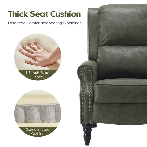English Elm Faux Leather Pushback Recliner with Ergonomic Lumbar Support for Modern Living Spaces T3623P434282