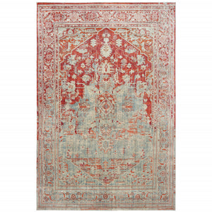 Homeroots 10' X 13' Grey And Orange Oriental Power Loom Stain Resistant Area Rug  Polypropylene 509630