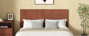 English Elm Modern Wavy Wall-mounted Queen Headboard with Organic Wood Grain Bohemian Bedroom Texture Walnut W1820P407910