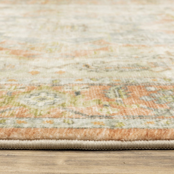 HomeRoots 2' Vibrant Abstract Power Loom Runner Rug - Stain Resistant, Easy-Care, Modern Design for High Traffic Areas Orange/ Silver 2' x 8' 509661