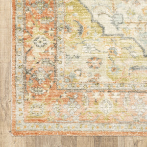 HomeRoots 2' Vibrant Abstract Power Loom Runner Rug - Stain Resistant, Easy-Care, Modern Design for High Traffic Areas Orange/ Silver 2' x 8' 509661