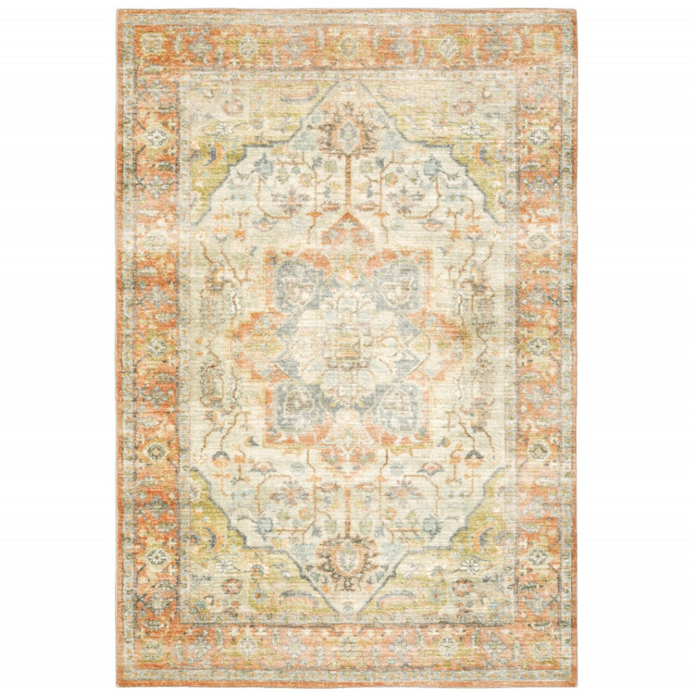 HomeRoots 2' Vibrant Abstract Power Loom Runner Rug - Stain Resistant, Easy-Care, Modern Design for High Traffic Areas 5' X 7' 509662