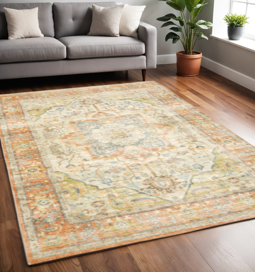 HomeRoots 2' Vibrant Abstract Power Loom Runner Rug - Stain Resistant, Easy-Care, Modern Design for High Traffic Areas 5' X 7' 509662