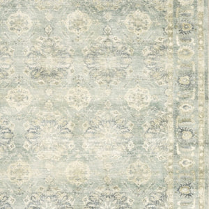 HomeRoots 2' Timeless Green and Ivory Oriental Runner Rug - Durable, Stain-Resistant for High Traffic Areas 5'3" x 7'3" 509665