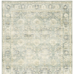 HomeRoots 2' Timeless Green and Ivory Oriental Runner Rug - Durable, Stain-Resistant for High Traffic Areas 5'3" x 7'3" 509665