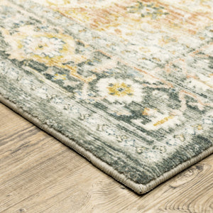 HomeRoots 2' Elegant Gray and Ivory Oriental Runner Rug - Stain Resistant, Ideal for Hallways and Entryways 2' x 8' 509667