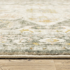 HomeRoots 2' Elegant Gray and Ivory Oriental Runner Rug - Stain Resistant, Ideal for Hallways and Entryways 2' x 8' 509667