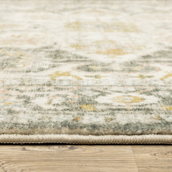 HomeRoots 2' Elegant Gray and Ivory Oriental Runner Rug - Stain Resistant, Ideal for Hallways and Entryways 2' x 8' 509667