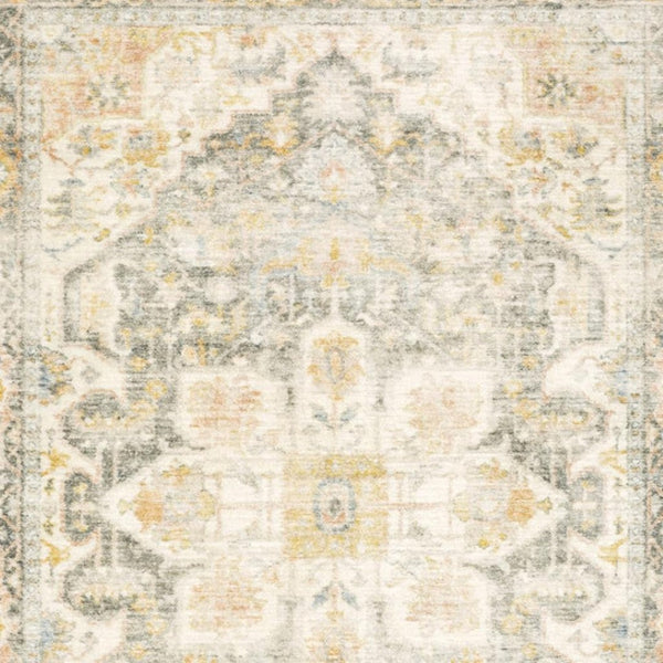 HomeRoots 2' Elegant Gray and Ivory Oriental Runner Rug - Stain Resistant, Ideal for Hallways and Entryways 8' X 10' 509669