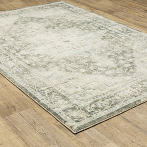 HomeRoots 8' Elegant Gray and Ivory Oriental Runner Rug - Stain-Resistant, Durable, Perfect for High-Traffic Areas 5' X 7' 509671